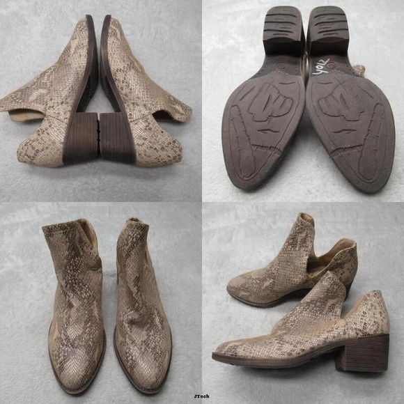 Volatile Boots Women 6 Gray Faux‎ Snakeskin Pull-On Block Heel Western Ankle - Picture 1 of 14